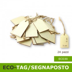 Eco-tag-segnaposto in legno 5x3 cm confezione da 24 pezzi