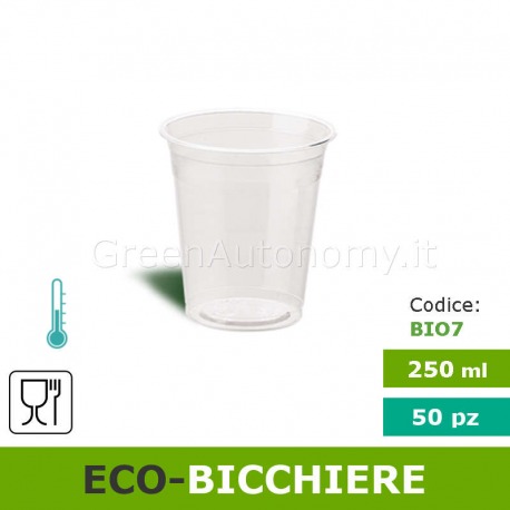 Bicchiere in PLA Biodegradabile Trasparente 230ml Ø7cm (100 Pezzi)
