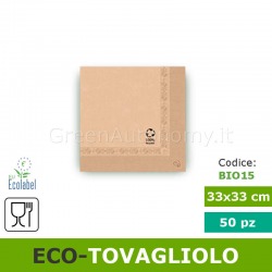 Eco-tovagliolo biodegradabile compostabile in carta riciclata ecolabel 33x33cm 2veli