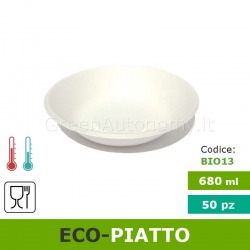 Eco-piatto fondo 680ml biodegradabile compostabile