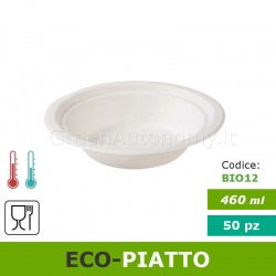 Eco-piatto fondo 460 ml (tondo) biodegradabile e compostabile