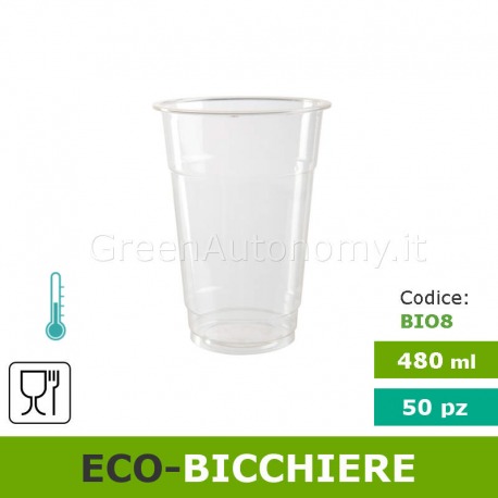Eco-bicchiere PLA 480ml ecologico biodegradabile per cocktail