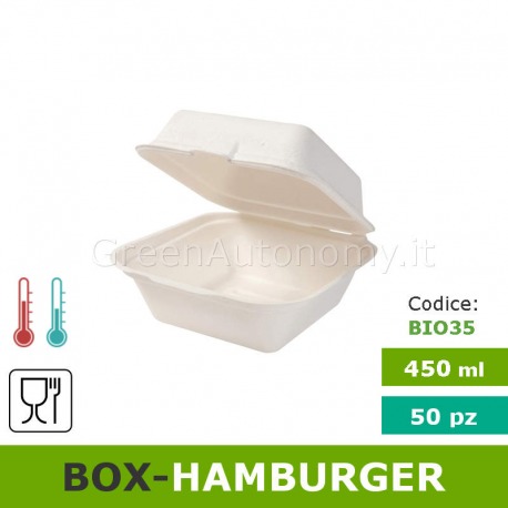 Eco-box contenitore hamburger patatine da 450ml biodegradabile compostabile