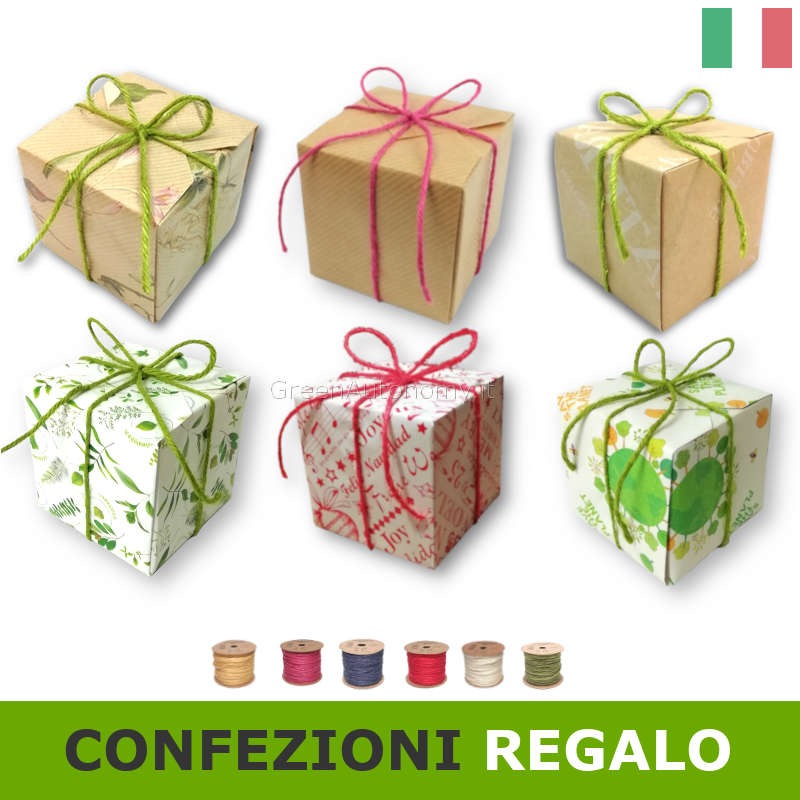 Eco-confezione regalo per eco-cubi green, ideale per bomboniere regali