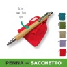 Penna personalizzata in bamboo con sacco-sacchetto per bomboniere-gadget