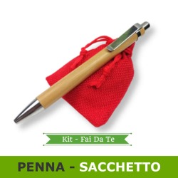 Kit bomboniera laurea con penna in bamboo e sacchetto portaconfetti rosso