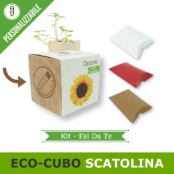 Kit pianta in cubo di legno personalizzato e portaconfetti per bomboniera fai da te
