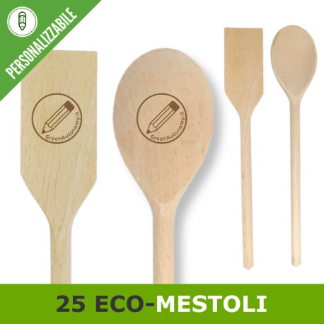 Kit 25 utensili da cucina in legno da personalizzare mestoli-cucchiarelle