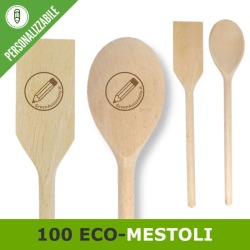 Kit 100 utensili cucina in legno da personalizzare per bomboniere