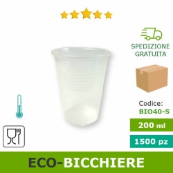 Scatola bicchieri acqua monouoso in PLA trasparente biodegradabile