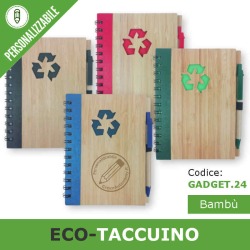 Taccuino blocco-note e penna 18x14cm in carta e bambu - gadget da personalizzare