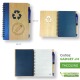 Taccuino blocco-note blu e penna in carta e bambu - gadget da personalizzare