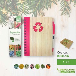 Box regalo natale matita piantabile e blocco note bamboo