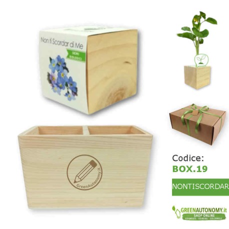 Box regalo portapenne personalizzato e nontiscordardime in cofanetto regalo