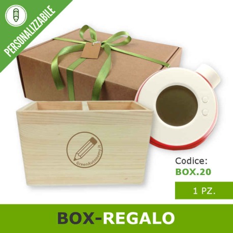 Box regalo set scrivania ecologico portapenne orologio ad acqua