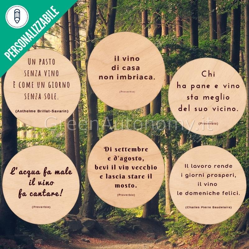 Eco-sottobottiglia di legno personalizzato con frase
