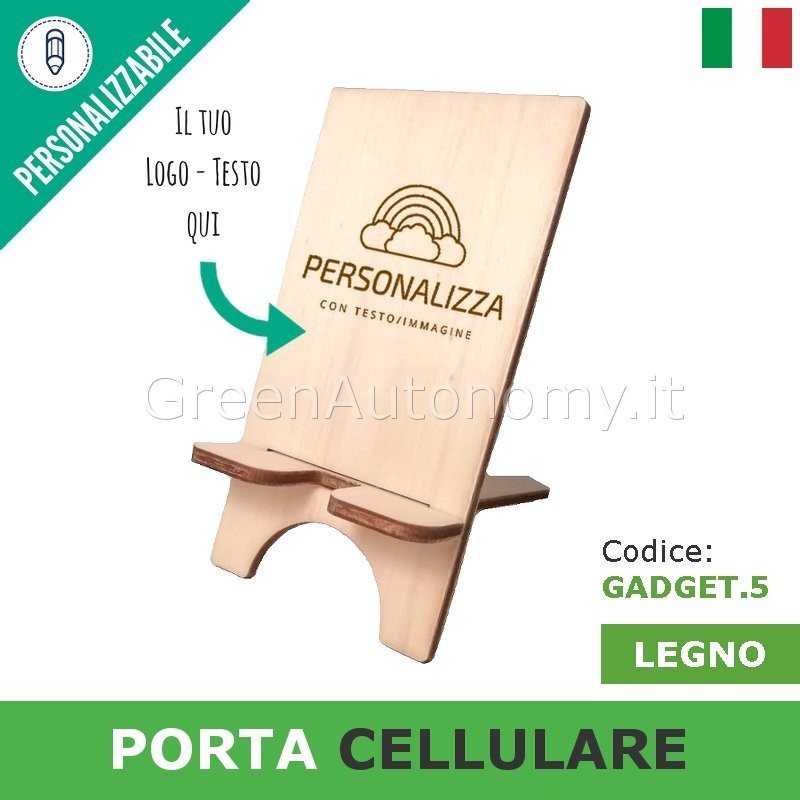 Porta cellulare in legno personalizzabile per idea regalo gadget