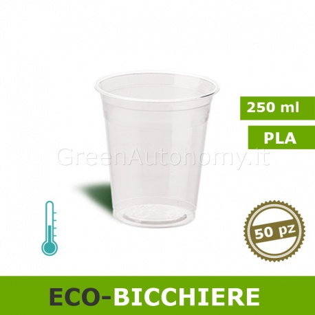 Eco-Bicchiere biodegradabile PLA trasparente 250ml 50 pezzi