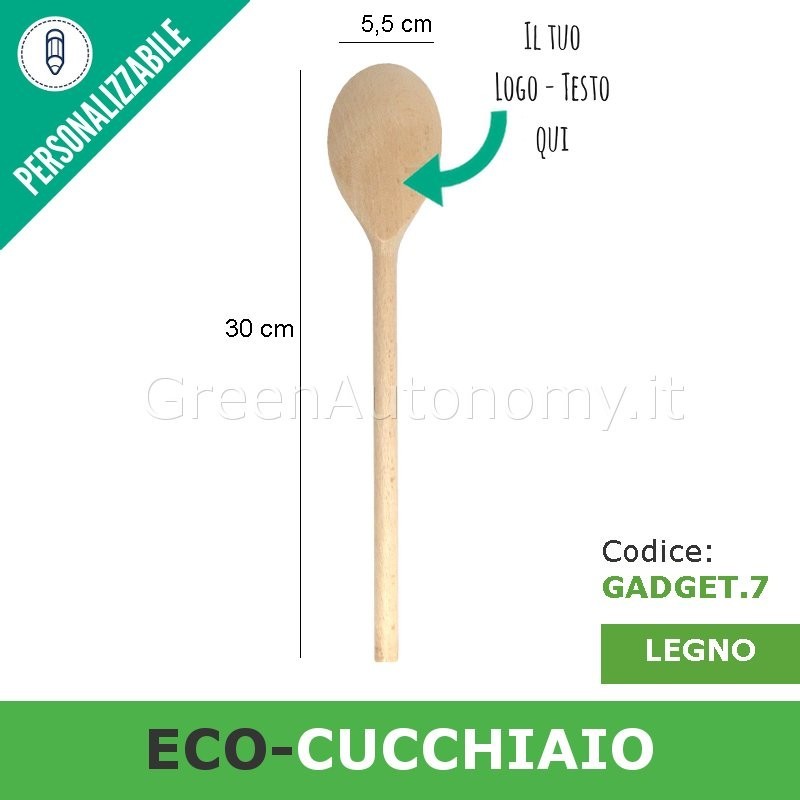 Teemando® Cucchiaio Di Legno In Faggio 30 Cm Con Incisione Personalizzata - Rana E Testo A Scelta - Regalo Originale