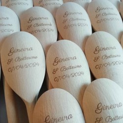Kit 25 utensili da cucina in legno da personalizzare per bomboniera battesimo