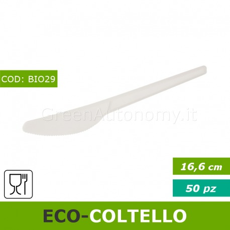 50 Pezzi Coltelli in C-PLA Biodegradabile Compostabile 