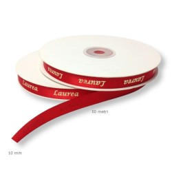 bobina nastro lungo 50 metri doppio raso rosso 10mm con scritta laurea