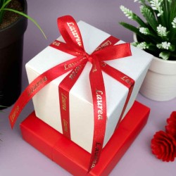 nastrino 50 metri doppio raso rosso 10 mm con scritta laurea oro bomboniere