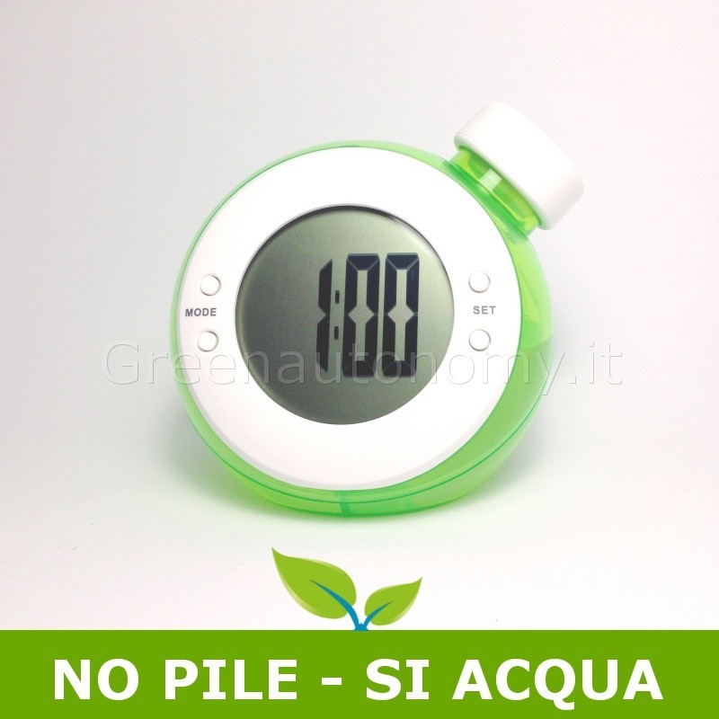 Orologio sveglia ad acqua senza pile, Idee green e regali ecologici