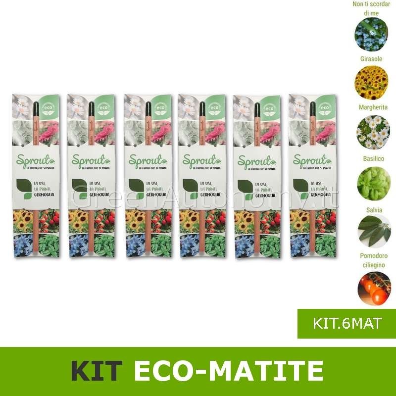 kit 6 eco-matite sprout italiane per regalo bomboniere gadget