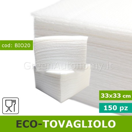 Tovaglioli 33x33 cm, confezione risparmio da 150 pezzi, bianco, 1 velo