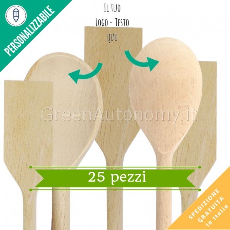 Kit 25 utensili da cucina in legno da personalizzare