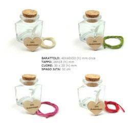 Kit bomboniera battesimo comunione laurea fai-da-te con barattolo vetro, cuore da personalizzare, spago juta