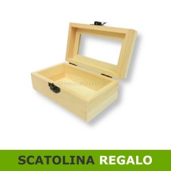Scatolina in legno – scatola regalo portagioie con finestra