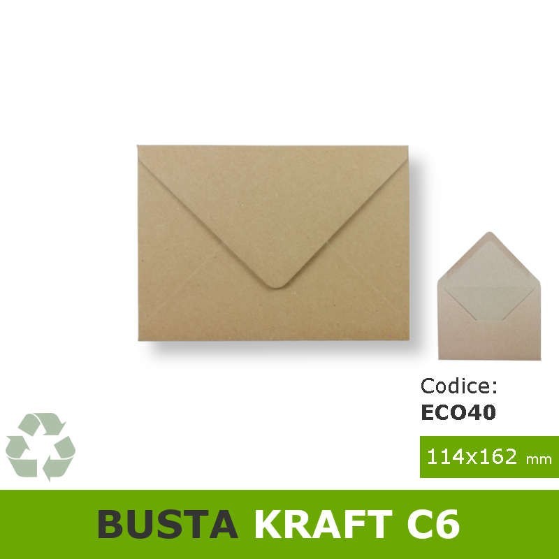 Busta in carta riciclata 114x162 mm per biglietti-cartoline auguri A6