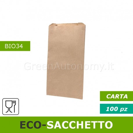 Eco-sacchetto carta per sfusi, asporto, food delivery