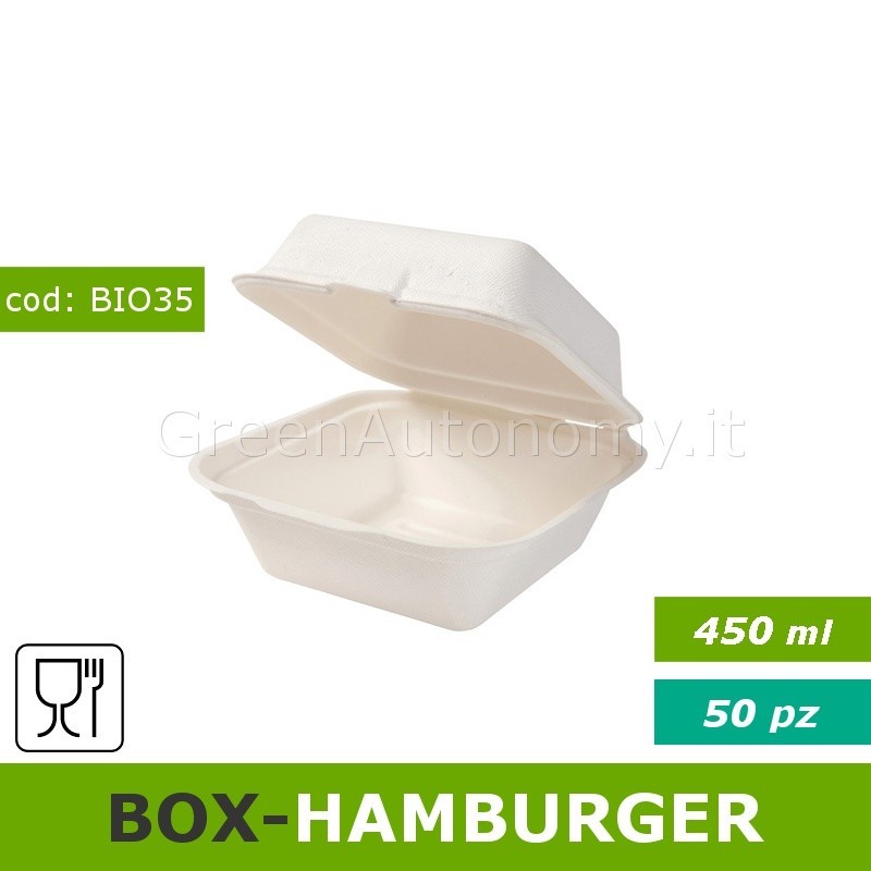 Box contenitore hamburger o patatine ecologico da 450ml