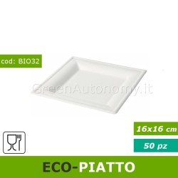 Eco-piatto quadrato elegante 16x16 compostabile