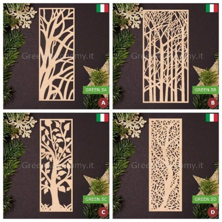Pannelli decorativi d'arredo in legno. Fantasia alberi