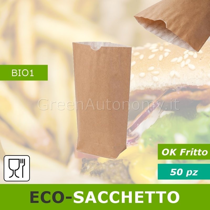 Eco-sacchetto con strato di carta per fritto da asporto food delivery
