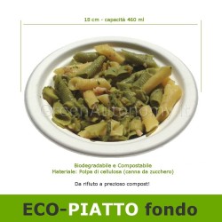 Eco-piatto fondo 18cm 460ml biodegradabile e compostabile