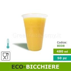 Eco-bicchiere PLA trasparente biodegradabile e compostabile da 480ml