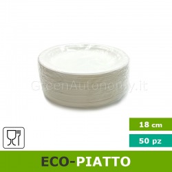 eco-piatto piano 18 cm biodegradabile e compostabile confezione 50 pezzi