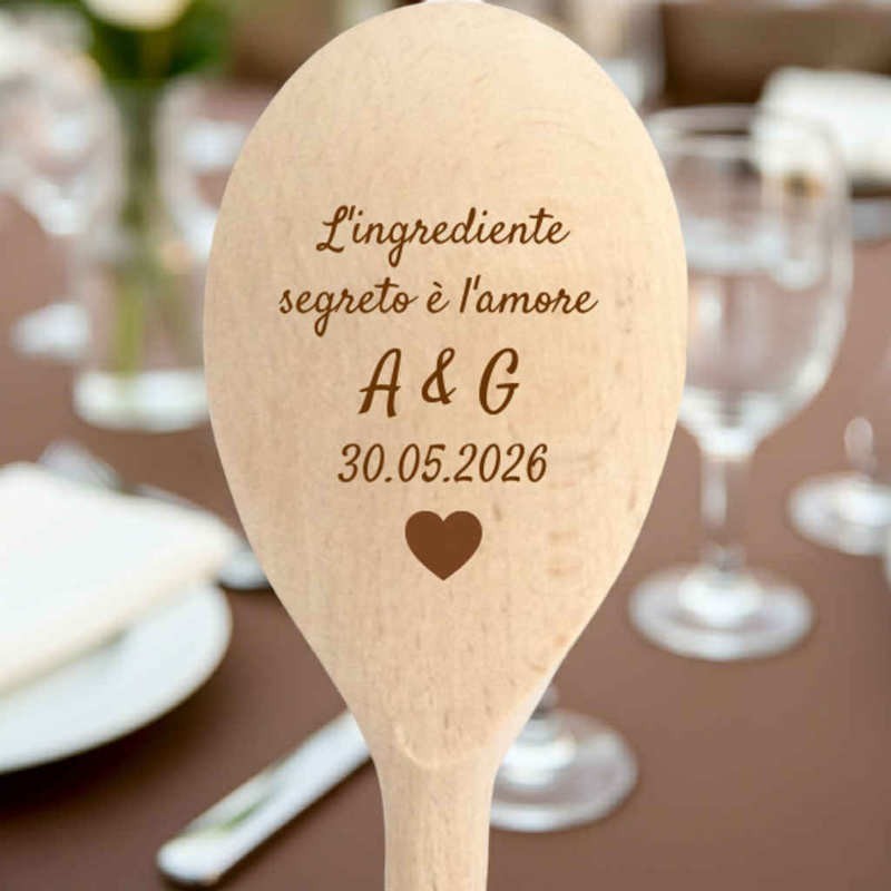 Mestolo cucchiarella di legno personalizzato per bomboniere matrimonio utili