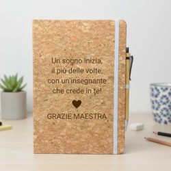 Taccuino blocco note in sughero personalizzato per regalo maestre fine anno