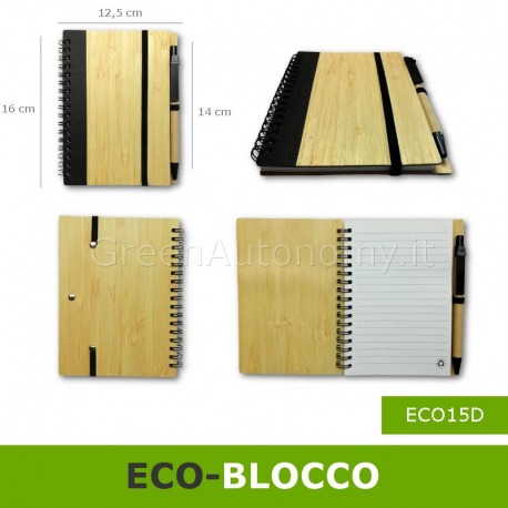 eco-blocco note taccuino-agenda personale con rivestimento in bambù