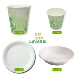 Set stoviglie biodegradabili per camper-campeggio-vacanze - Kit Zero Lavaggi