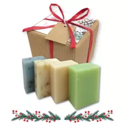 Box-regalo Natale 4 saponette saponi ecologici naturali in scatola regalo