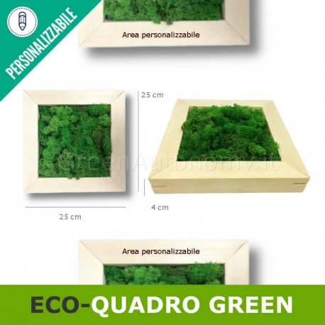 Quadro green con lichene verde stabilizzato e cornice personalizzabile