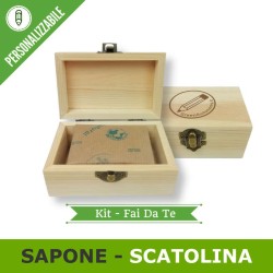 Kit sapone naturale 100 g - scatolina di legno personalizzata 7x11x5cm