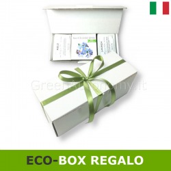 Eco-box regalo con 4 saponi e pianta in cubo da far germogliare